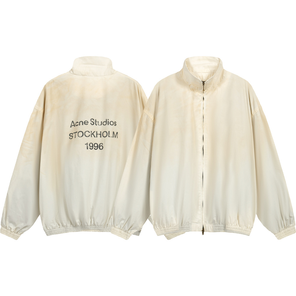 Tide AC1996 hacer vieja sucia LOGO chaqueta de letras pareja suelta hombre y mujer abrigo casual chaqueta de calle alta abrigo