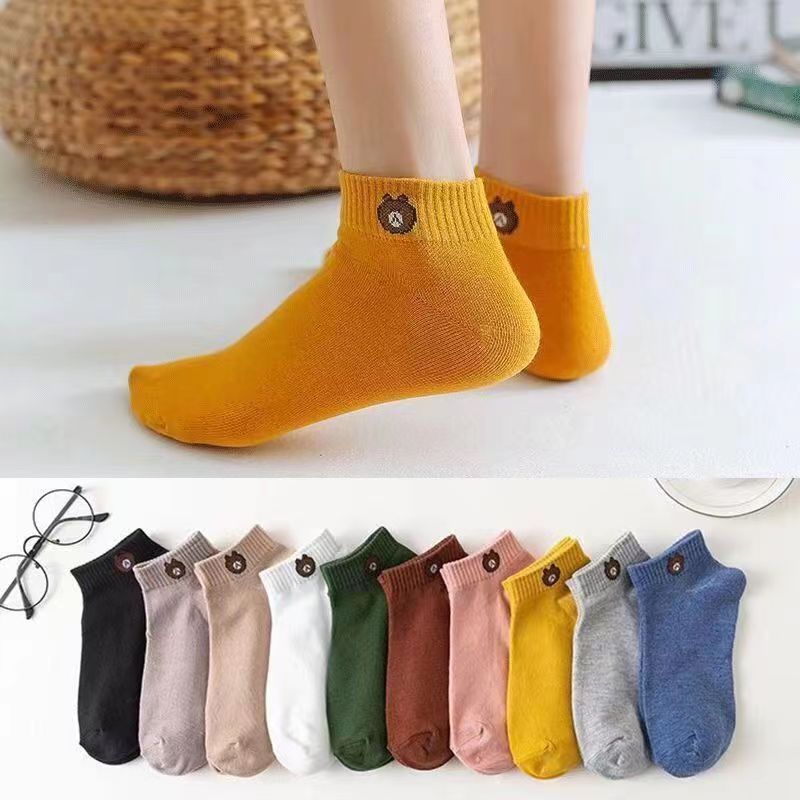 Bear socks foreign trade invisible socks ins socks boat Socks Japanese and Korean small fresh macaron shallow socks manufacturers wholesale
