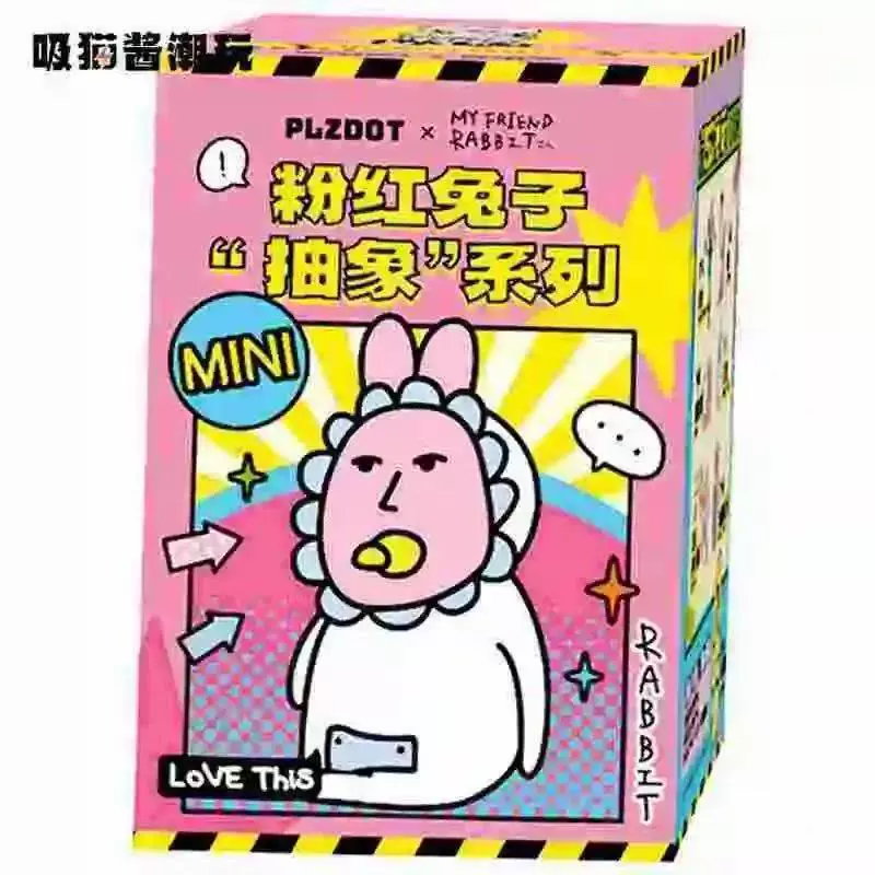 Настольный минифигурка «Розовый кролик», коллекционный blind box с абстрактным дизайном