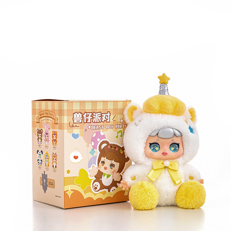 兽仔派对盲盒毛绒玩具搪胶脸娃娃送闺蜜生日礼物办公桌摆装饰品|undefined