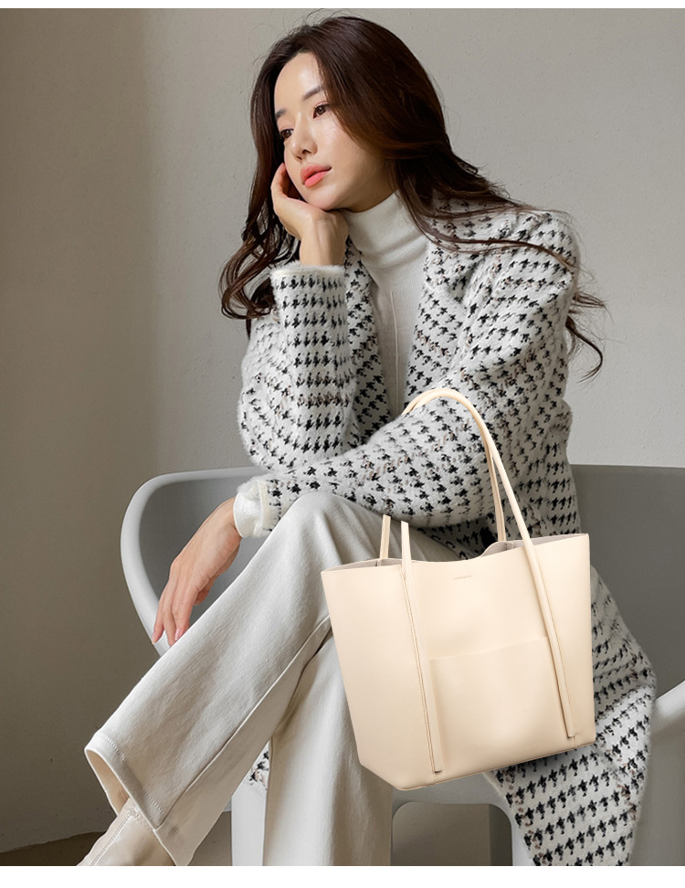 Genuine Leather Tote Bag - Yellow