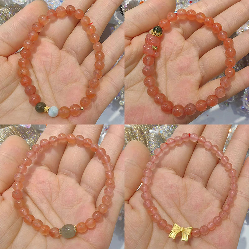 Natural Liangshan south red agate bracelet small rice beads single circle lucky men's and women's cherry red bracelet Natural Liangshan south red agate bracelet small rice beads single circle lucky men's and women's cherry red bracelet