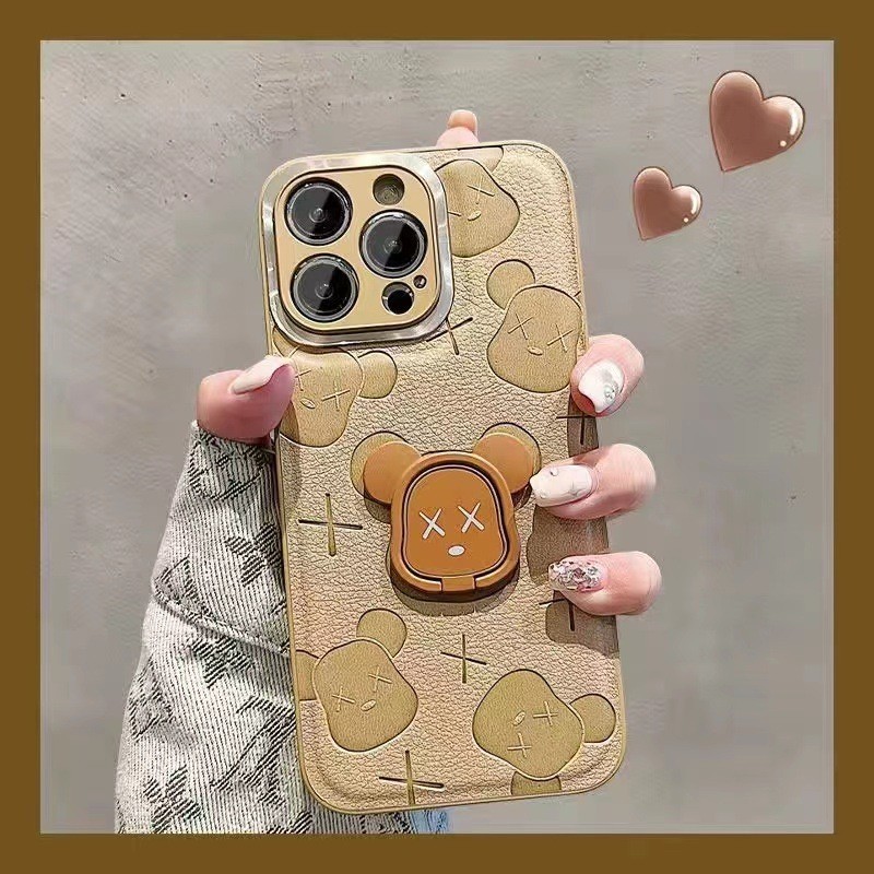 Marca de moda dibujos animados oso IPhone14ProMax cuero en relieve Apple 15PRO caja del teléfono para IP13/12