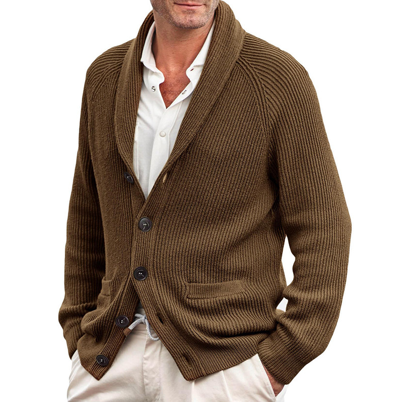 Men's Cardigan Sweater Turn-down Collar Knitted Jacket For Autumn_voghion.com