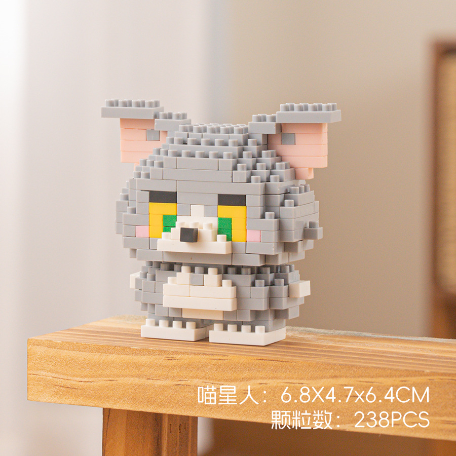 Compatible con Lego muñeca de dibujos animados micro partículas frambuesa oso montado bloques construcción juguetes educativos puesto ciego caja regalo al por mayor