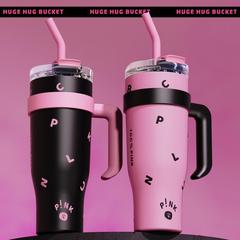 ブラックピンク保温カップビッグマック氷覇カップ大容量コーヒーカップ携帯女子高颜値ストローカップ