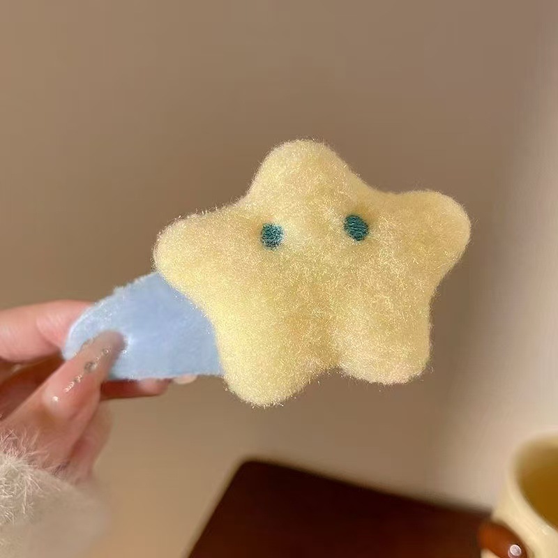 儿童可爱毛绒星星发夹大号刘海bb夹子头饰侧边鸭嘴发饰女孩发卡|undefined