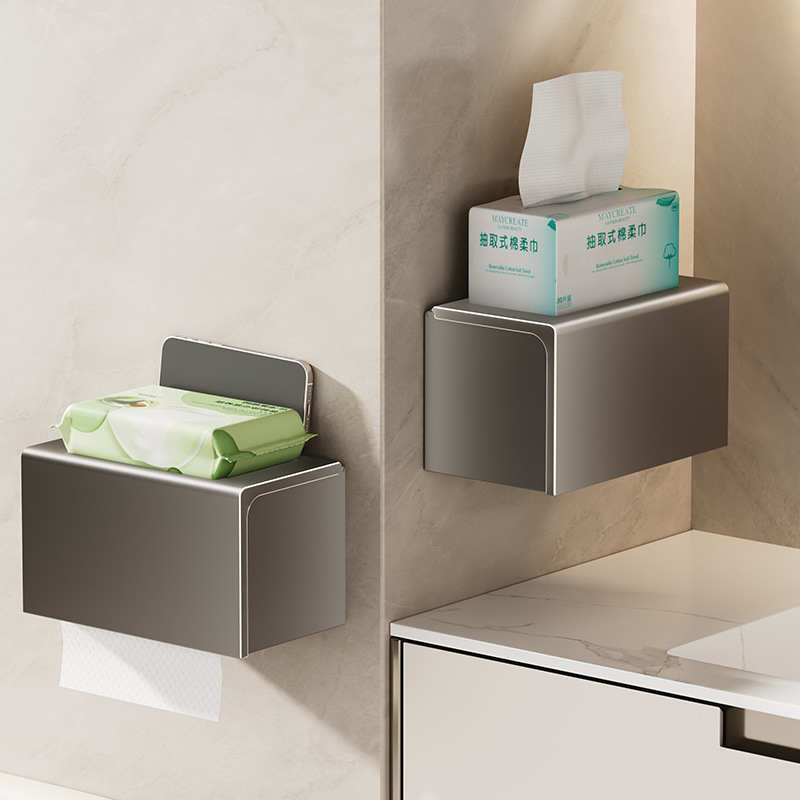 Danle Toilet Paper Box Bathroom Tissue Box Punch-free Storage Rack Waterproof Wall-mounted Toilet Paper Storage Rack