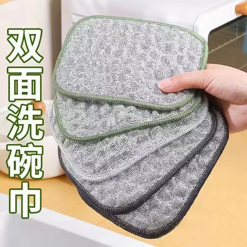 新款银丝棉纱双面吸水刷锅洗碗布厨房专用不沾油棉纱块易清洁抹布