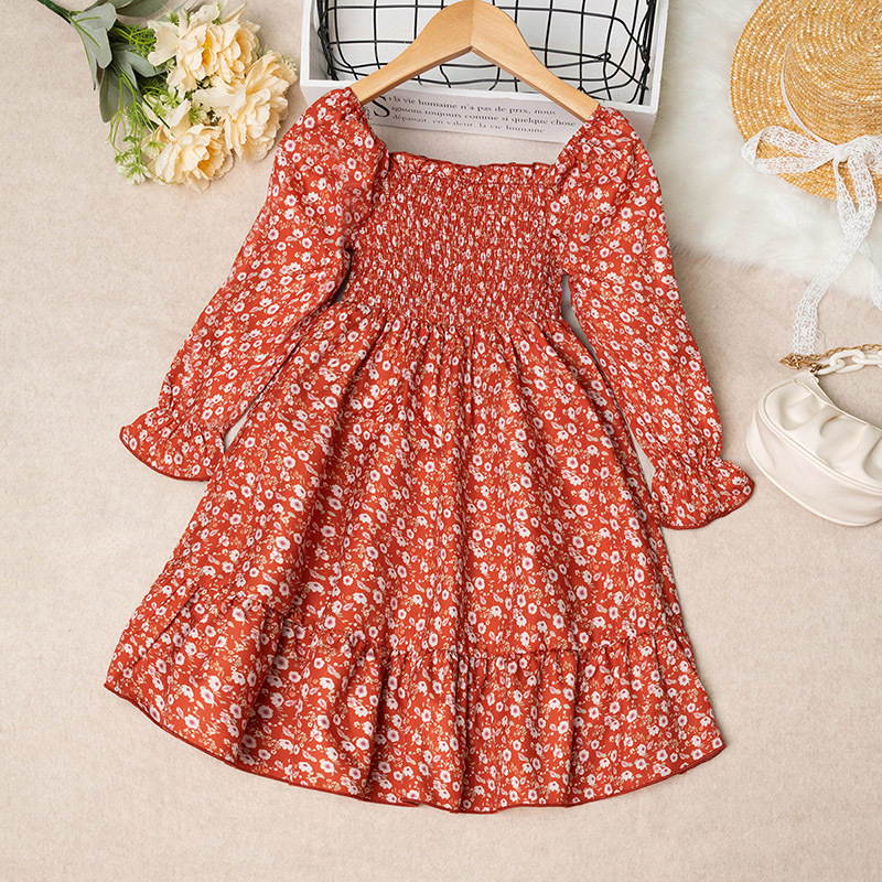 Girls Floral Long Sleeved Princess Dress Floral Autumn Outfit_voghion.com