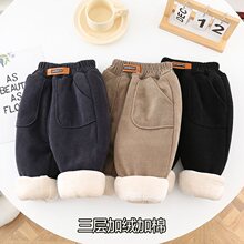 男童棉裤冬装儿童三层加厚休闲裤子宝宝春夏一条过冬夹棉小童外穿