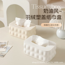 羽绒轻奢高颜值桌面纸巾盒客厅抽纸盒纸巾收纳盒餐巾纸盒跨境贴标