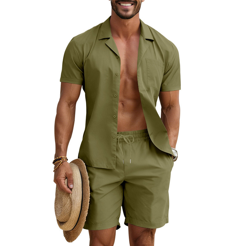 Men's Casual Summer Outfit Set | Loose Fit Beach Shirt & Shorts | Trendy Vacation Wear For Hot Weather_viptrois.com