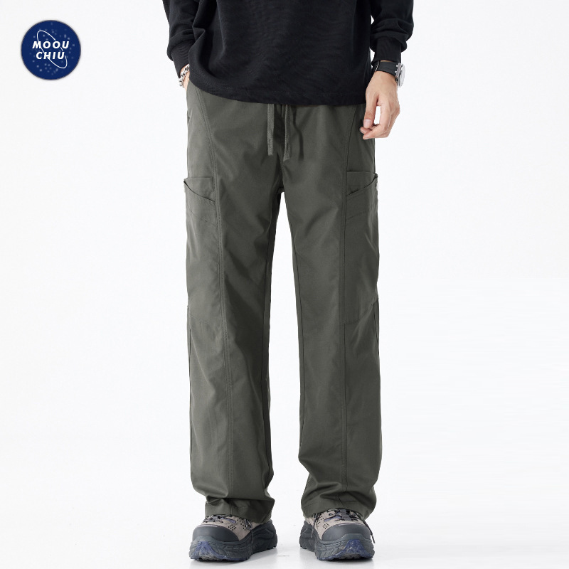 Muqiu Men's Wear ∠ Fashion Brand American Style Outdoor Overalls Men's Functional Loose Straight High Street Wide Leg Charge Casual Pants