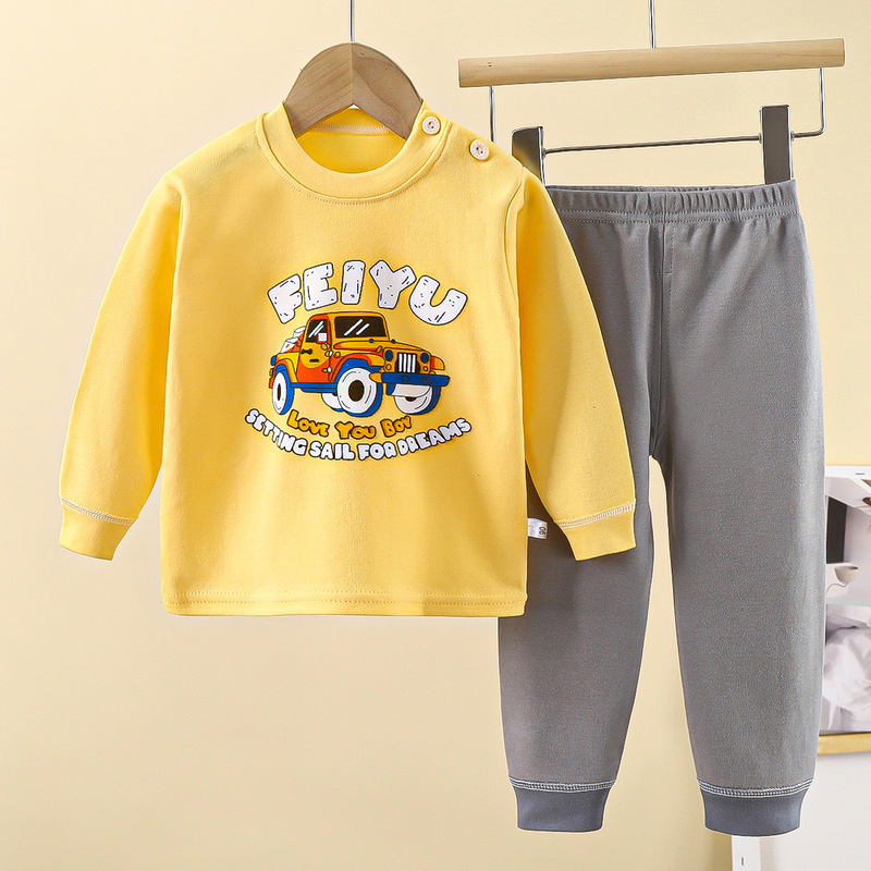 子供用下着セット 純綿 男の子 秋用パジャマ 女の子 秋服 秋パンツ ホームウェア 子供服 卸売 漫画柄|undefined
