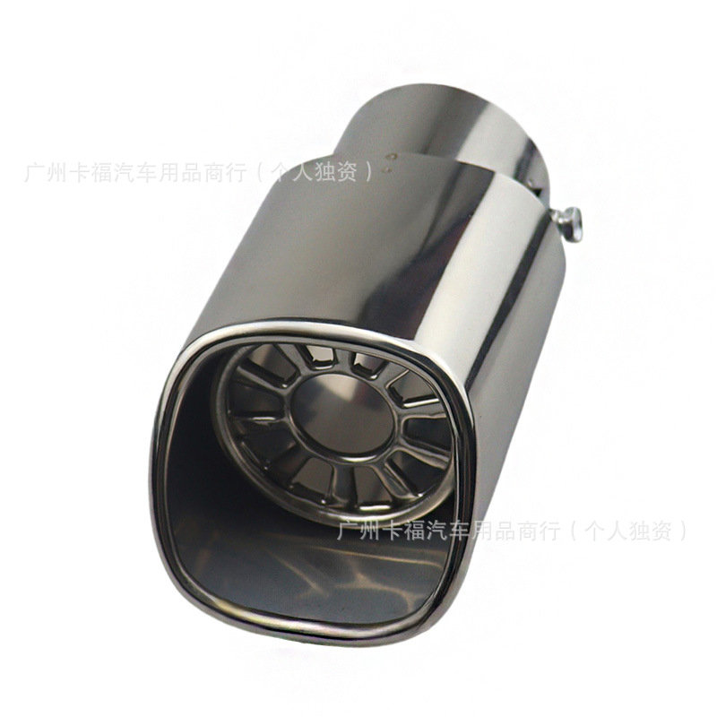 Universal Square Muffler for Cross-Border Use, Stainless Steel 63mm Exhaust Pipe, Modified Car Decorative Muffler, Sound Wave Tailpipe