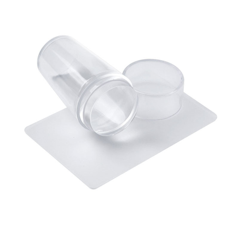Transfronteriza manicura nuevo sello transparente con tapa mango totalmente transparente sello de silicona cabeza de sello transparente en stock al por mayor
