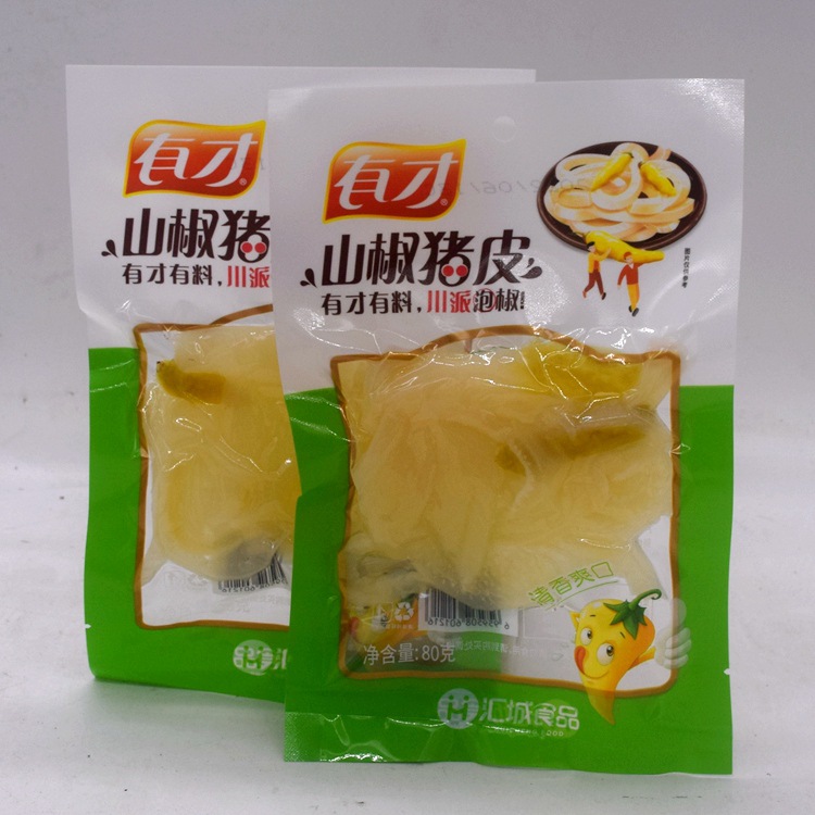 Chengdu Talent chili pepper skin pork 80g sour and spicy leisure food snack snack dropshipping one-piece