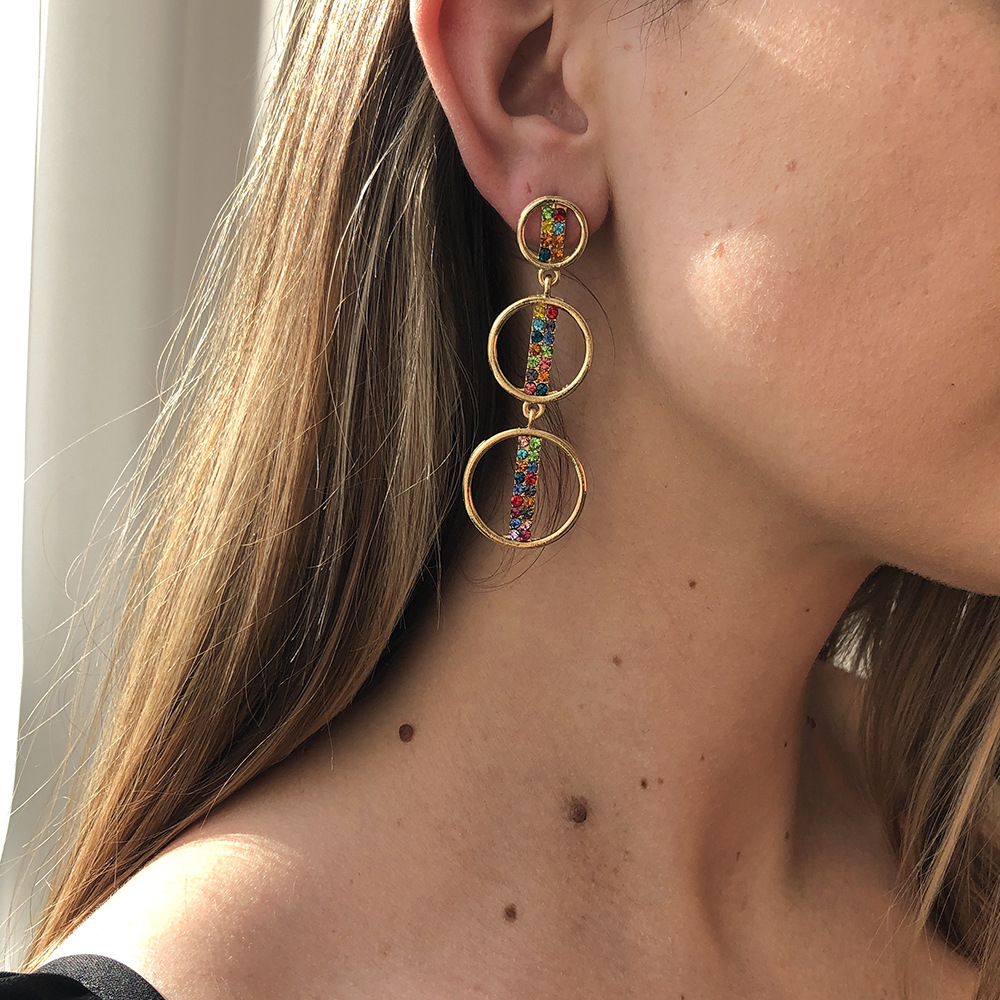 Fashion Circle Stitching Multi-layer Geometric Alloy Earrings Wholesale display picture 10