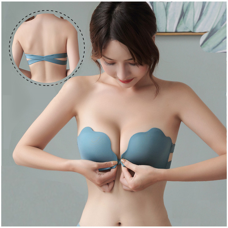 Cross-border sexy beauty back underwear women's wireless small chest push up wedding dress front button bra thin bra
