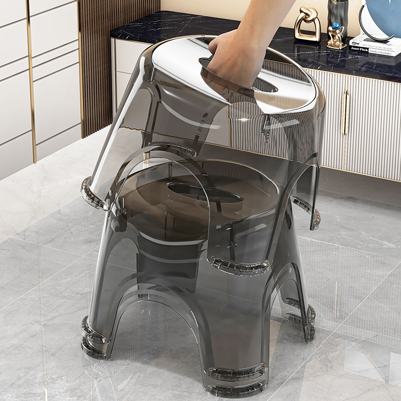 Taburete pequeño para el hogar, banco pequeño grueso y transparente, taburete cuadrado para la sala de estar, taburete para mesa de café, taburete para baño, taburete bajo para niños antideslizante