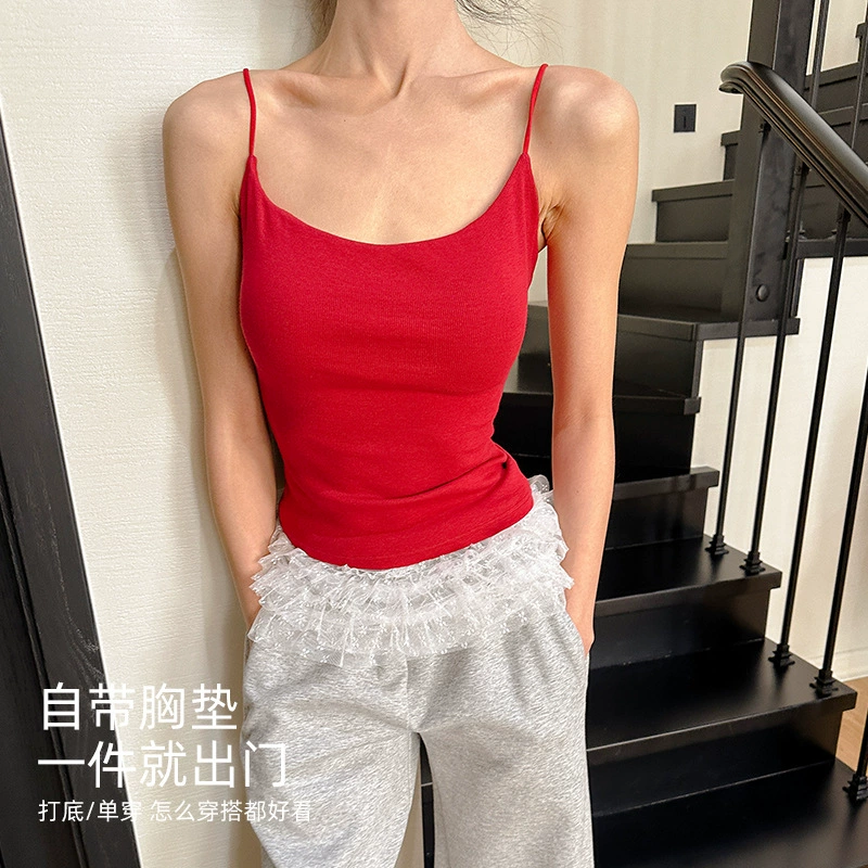 Базовый дикий четырехсезонный тонкий плечевой ремень женский жилет, который носит внутри и снаружи, мягкий и удобный, тонкий и красивый задний ремень