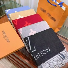 李小璐同款L家老花仿羊绒双面围巾女百搭秋冬围脖保暖字母披肩冬