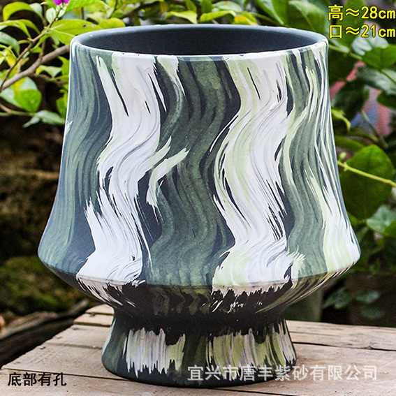 The New Tall Wine Glass-Shaped Handmade Purple Sand Stoneware Breathable Flower Pot Is Suitable for Indoor and Outdoor Use with Bougainvillea Old Piles, Etc