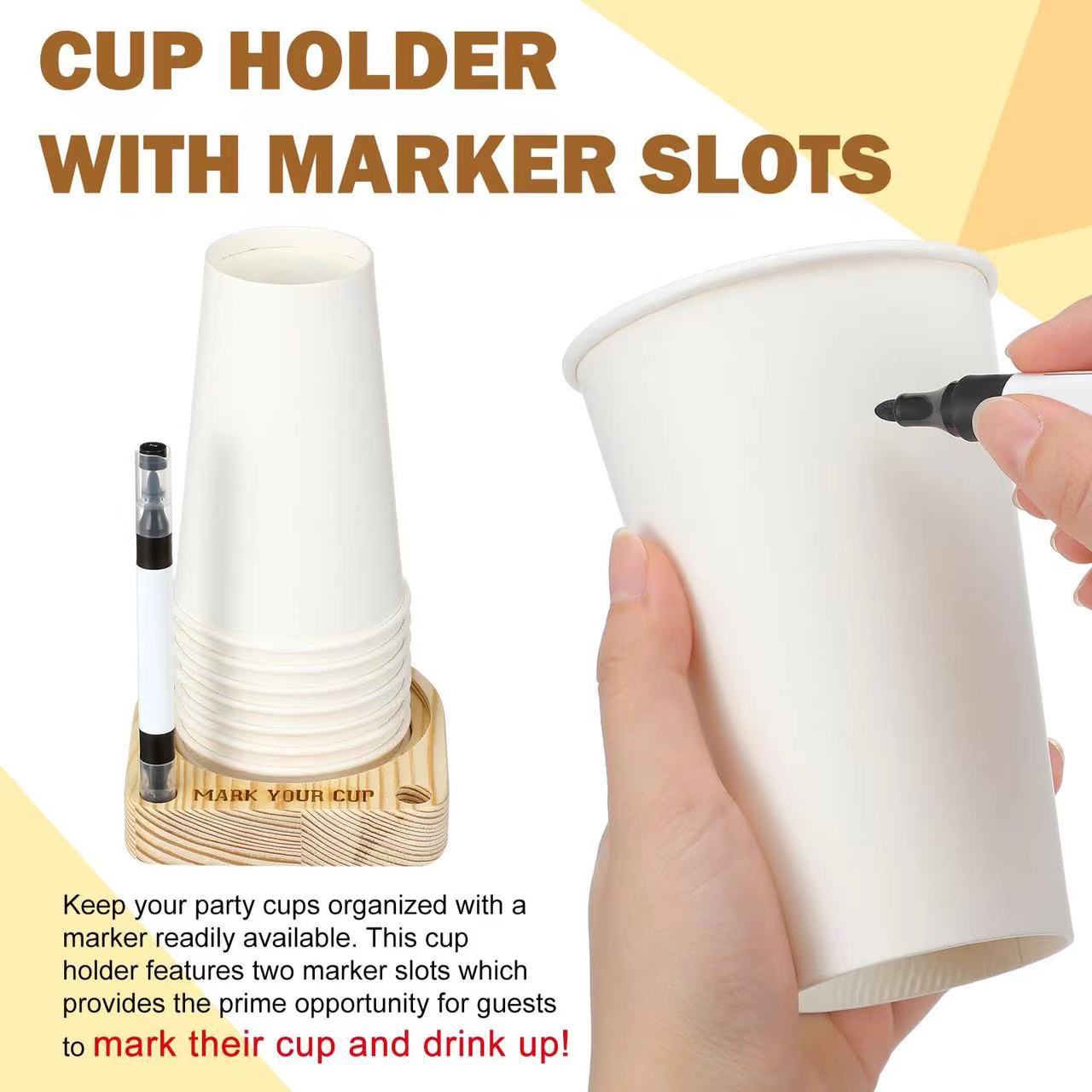 Caja de almacenamiento de vasos de papel de madera de escritorio, taza de agua desechable de cafetería, recolector de vasos, caja de acabado de vasos de papel de madera maciza de fiesta