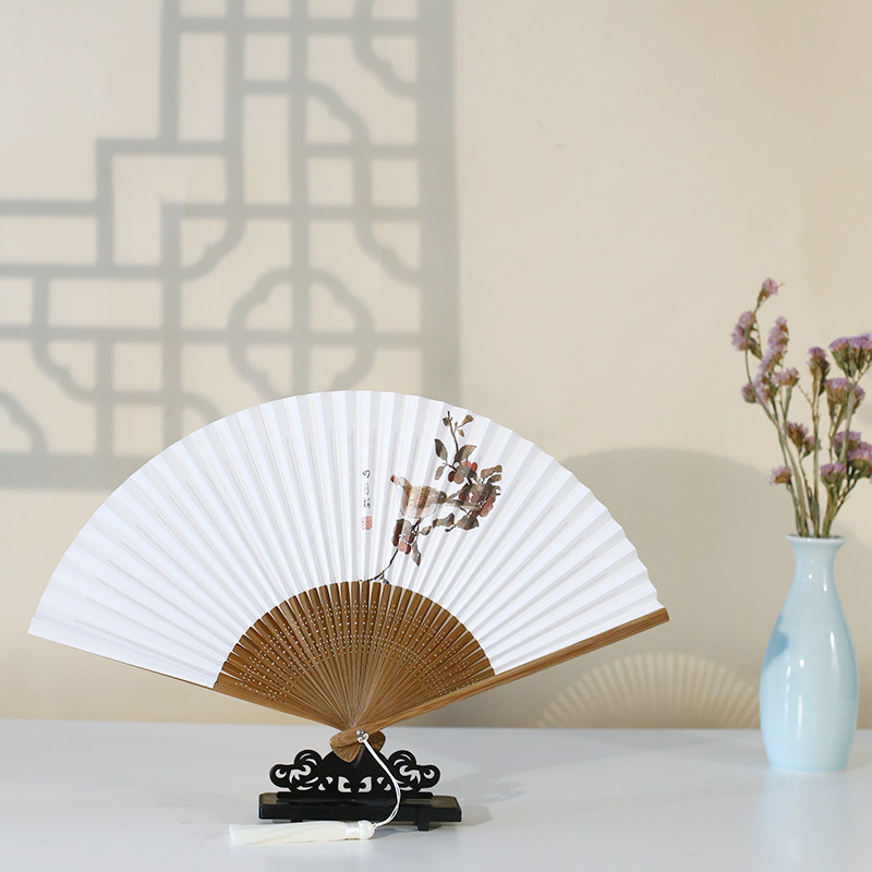 Laochangmen[Shizhuzhai]Suzhou Summer Hanfu Women's Retro Fan Folding Fan Chinese Style Men's Paper Fan