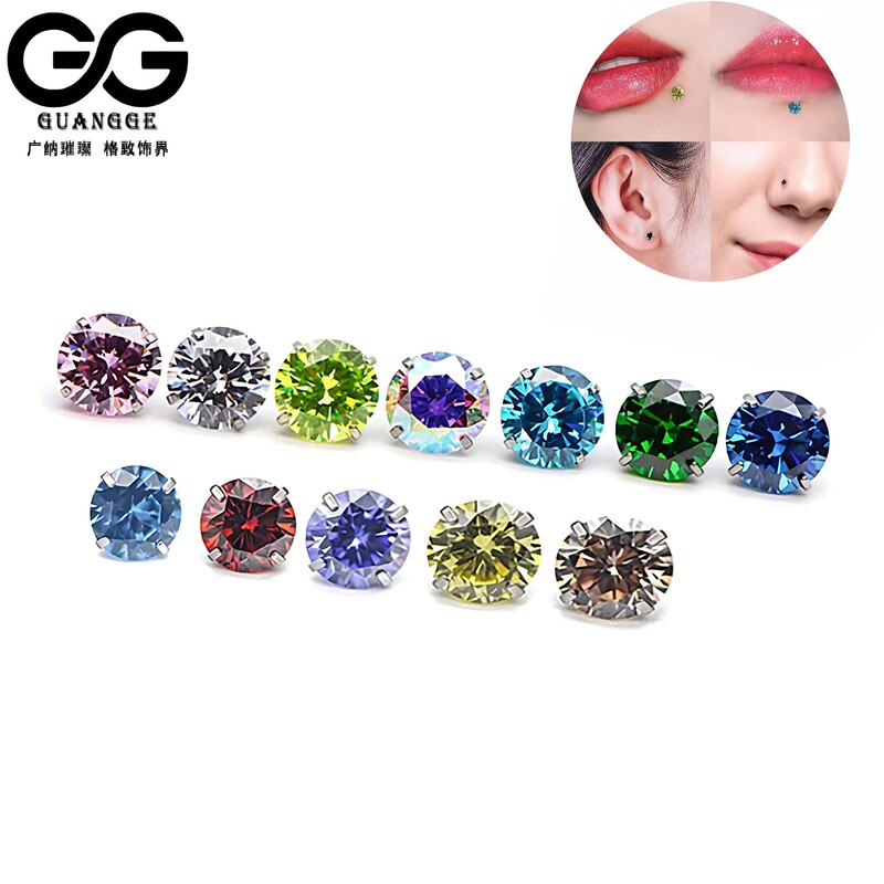Guangge F136 Titanium Alloy Eight Hearts Eight Arrows Zircon 5A Grade High Transparency Sparkling Diamond Titanium Alloy Piercing Jewelry Guangge F136 Titanium Alloy Eight Hearts Eight Arrows Zircon 5A Grade High Transparency Sparkling Diamond Titanium Alloy Piercing Jewelry