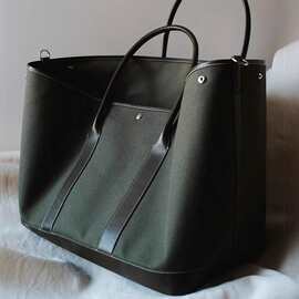 2026新款单肩斜挎通勤托特包帆布配PU革花园包大容量撞色手提包女