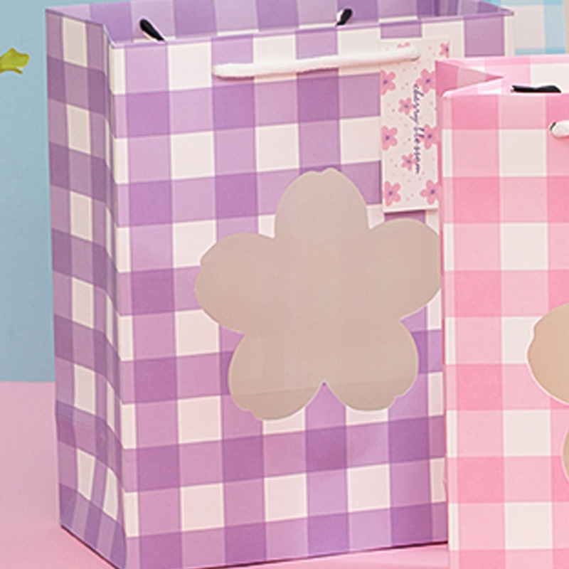 Bolsa de regalo de ventana verde bolsa de regalo de flores rectangular bolsa de papel bolso de Navidad bolso de regalo de San Valentín al por mayor