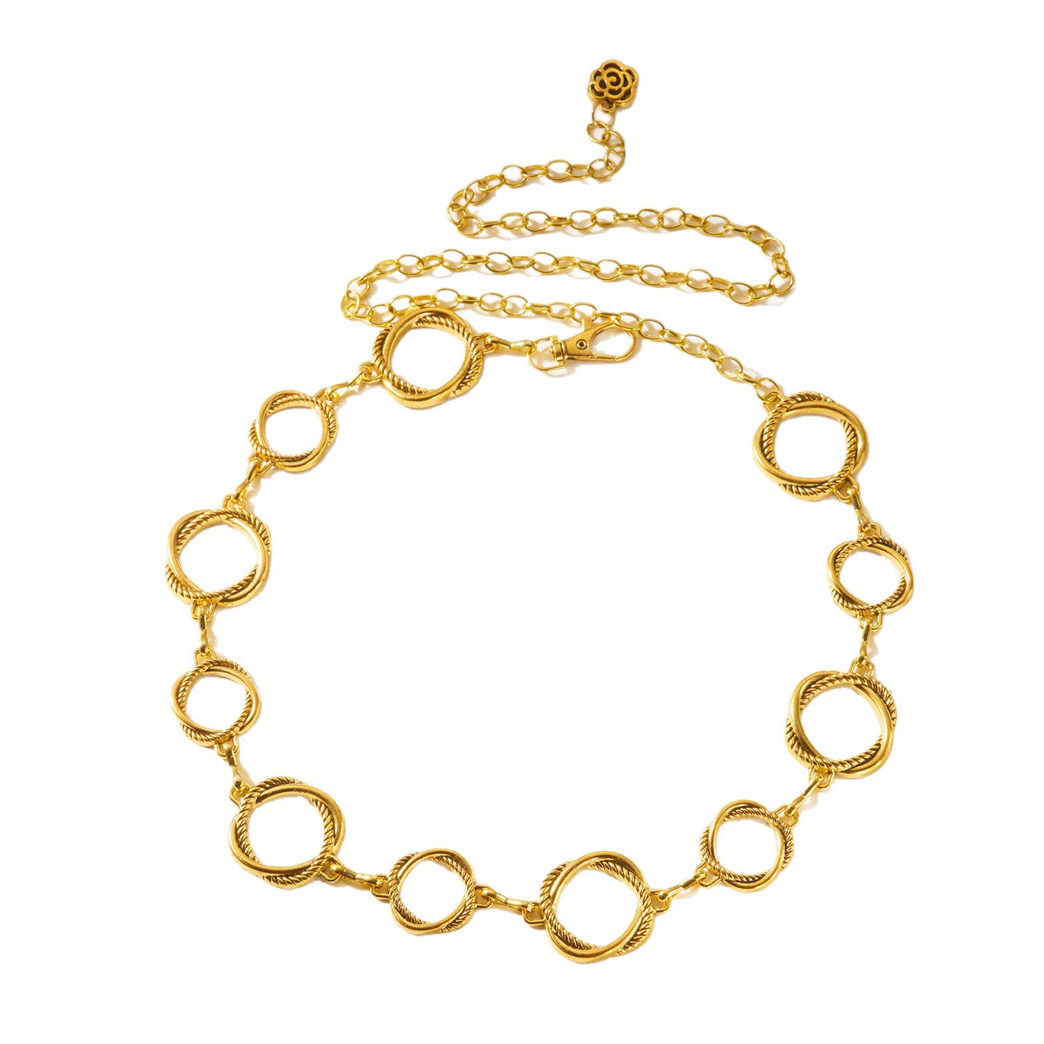 Vintage tailleketting met holle cirkels voor dames_voghion.com
