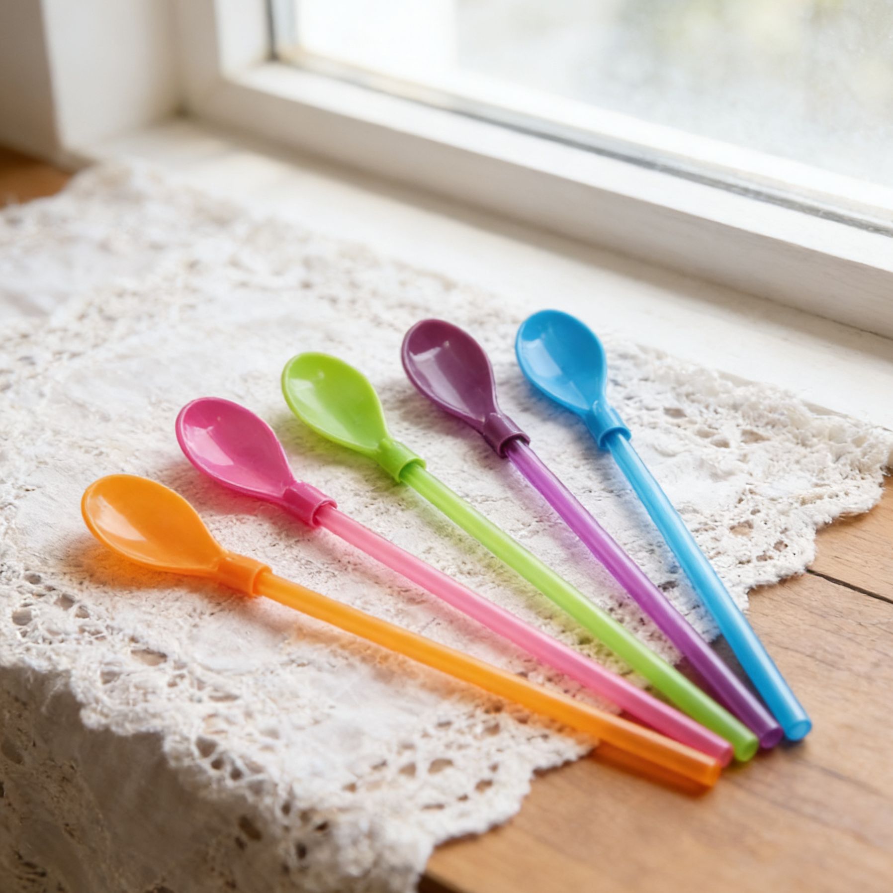 吸管勺两用塑料勺创意简约糖果色可拆卸冰淇淋雪顶甜品吸管勺