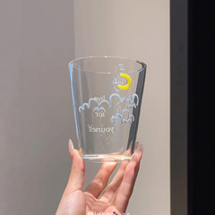 ins风治愈系云月玻璃杯 立体手绘月亮云朵小众设计感 高颜值杯子