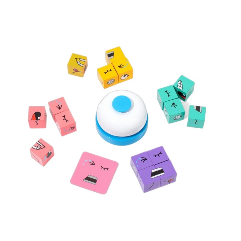 Bloques de construcción de expresión de cara sonriente transfronteriza para niños nuevos ejercicios de pensamiento lógico coordinación mano-ojo interacción entre padres e hijos juguetes educativos