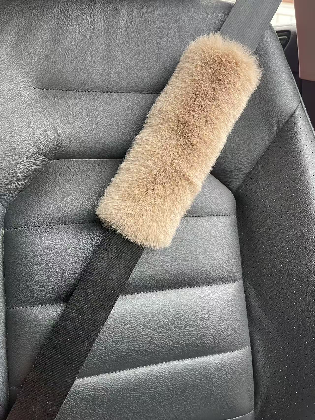 Car Seatbelt Shoulder Pads Imitation Rex Rabbit Fur Anti-Scratch Backpack Straps Children's Schoolbag Backpack Decorative Covers Decorative Pads