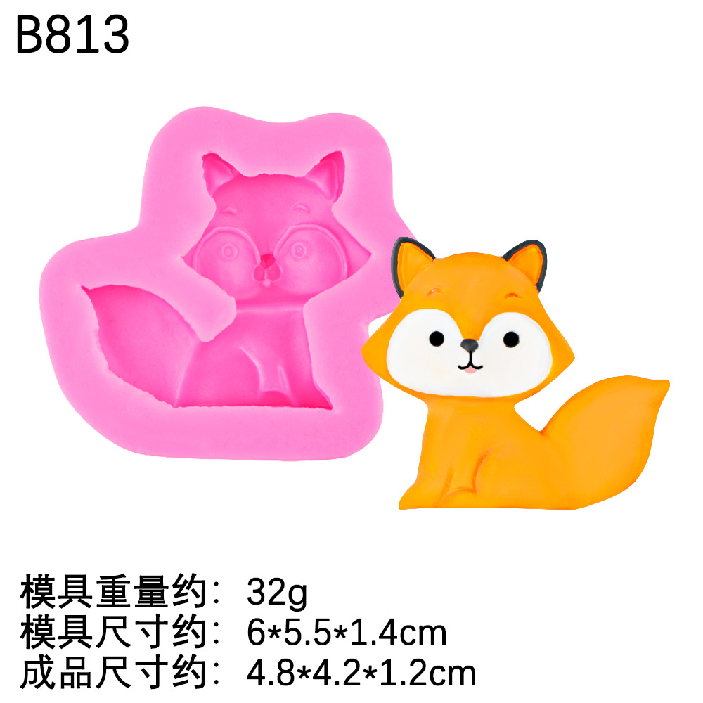 Cute Animal Theme Jirafa Fox Molde de silicona Diy Lion Chocolate Cake Adornos Molde de silicona