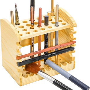 Wooden Brush Storage Rack Desktop Porous Solid Wood Art Tools Brush Brush Painting Tool Organizer