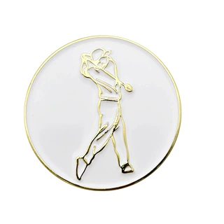 现模golf高尔夫烤漆球标25mm促销金色球币mark可镭射印刷logo