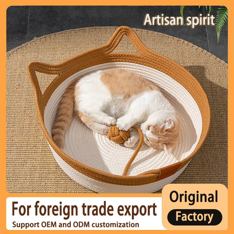 Cotton and Linen Woven Cat Bed Handmade Braided Cat Nest
