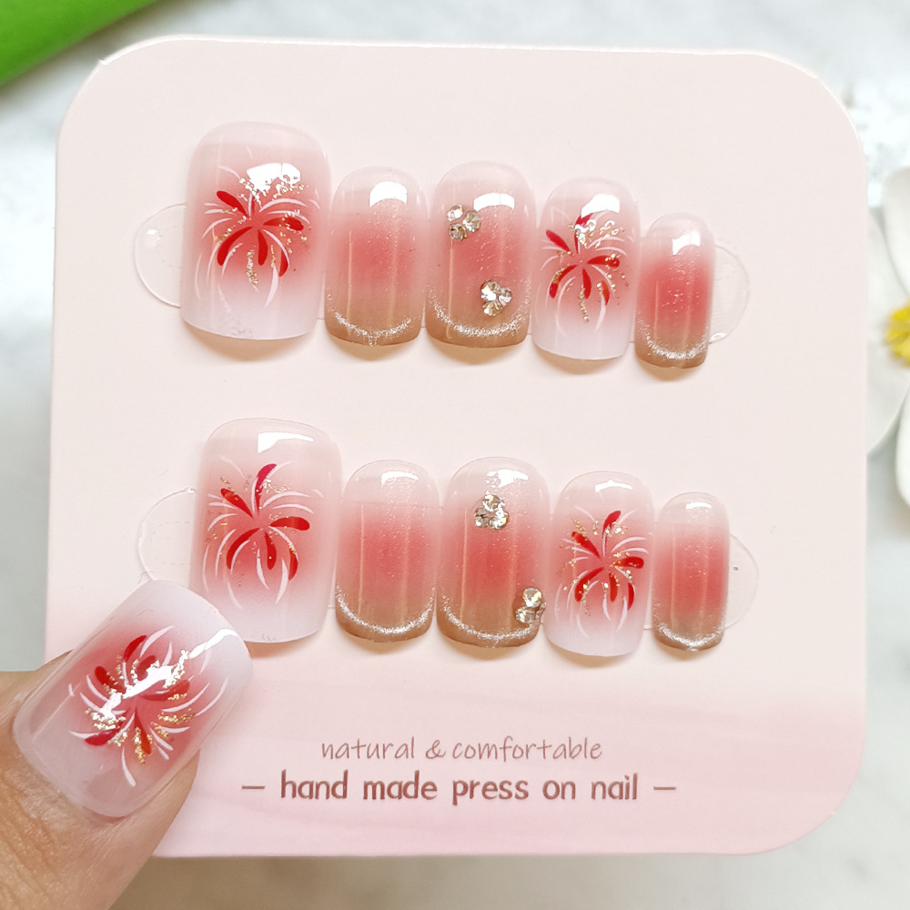 Uñas de manicura portátiles hechas a mano, 24 piezas, fototerapia, parches de uñas postizas estéreo, producto terminado, uñas portátiles extraíbles