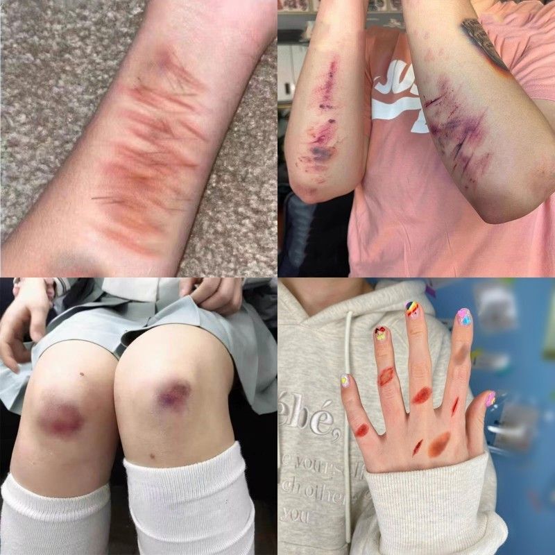 Scary Prank Wrist Cut Bruise Abrasion Burn Scratch Decorative Fake Plasma Halloween Sticker Face Tattoo Sticker