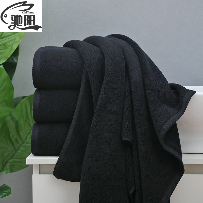 검은 수건 국경 간 직접 공급 두꺼운 흡수성 선물 로고 인쇄 가능 검정 21 가닥 순면 대외 무역 수건 목욕 수건
