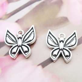 LY1181  18*20mm合金古银蝴蝶吊挂件饰品配件80个/包3.4克