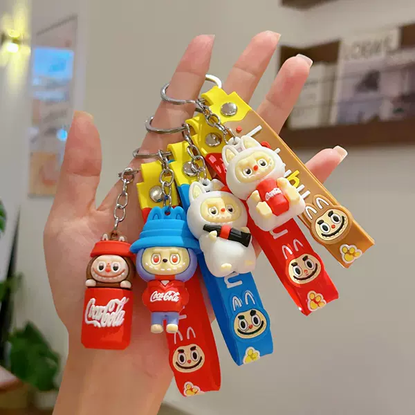 Coke Labubu Little Sheep Doll Keychain Doll Student Backpack Pendant Couple Pendant Labubu Cross-Border