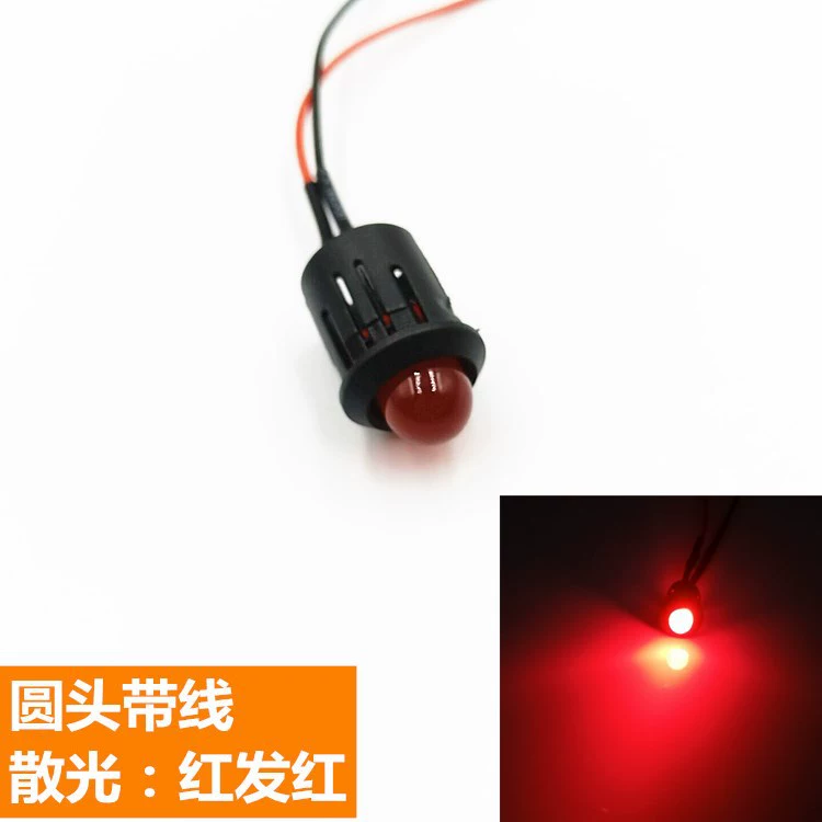 Светодиод 8 мм 3V/5V/6V/9V/12V малогабаритный круглый светодиодный элемент, 12 мм, черная изоляционная гильза, провод 20 см