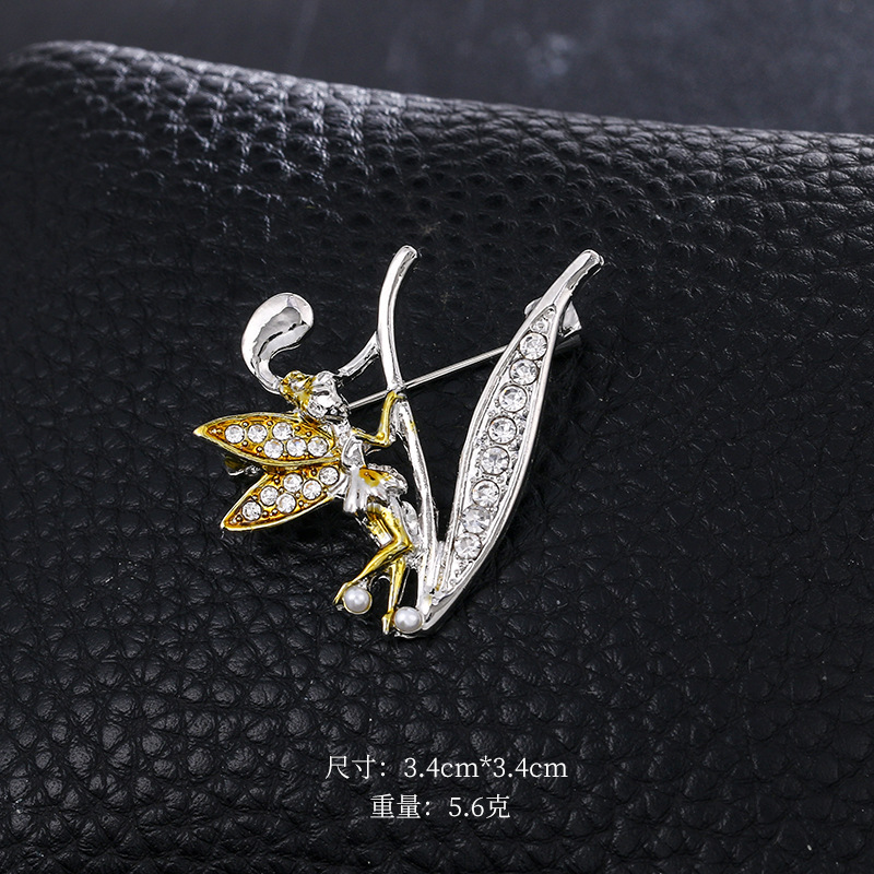 Ángel inglés carta broche moda oro diamante broche aleación ramillete accesorios de ropa PIN