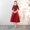 Burgundy, long, mid-length